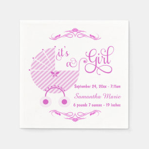 Trendig Rosa Nyfödd bebis Girl Papper Napkins Pappersservett