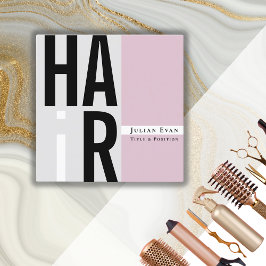 Trendig Rosa och Grått Hair Dresser-Affärskort Fyrkantigt Visitkort