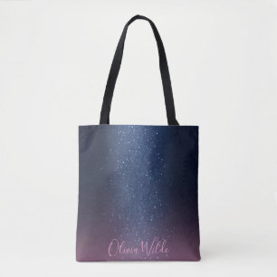 Trendig Rosa och svart Glitter Personligen Tygkasse