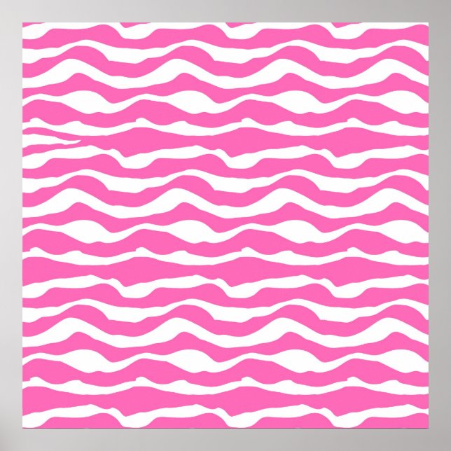 Trendig Rosa och vit Zebra Mönster Poster (Framsidan)