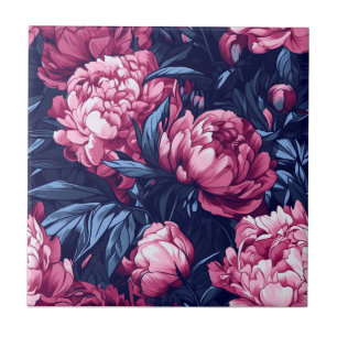 Trendig Rosa Peonies Plattor för golvbeläggning Kakelplatta