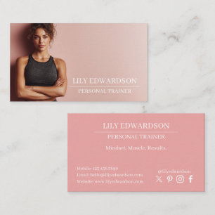 Trendig rosa personlig tränare fitness tränare fot visitkort