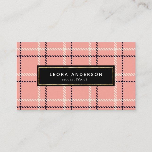 Trendig Rosa Play och Tweed Visitkort (Framsida)