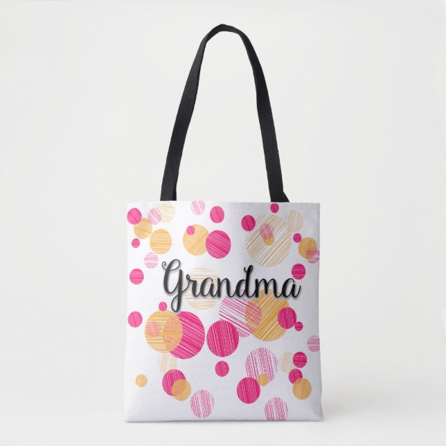 Trendig Rosa Polka-Dot Grandma Mönster Tygkasse (Framsida)