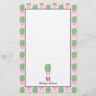 Trendig Rosa Poted Cactus PERSONLIG Brevpapper