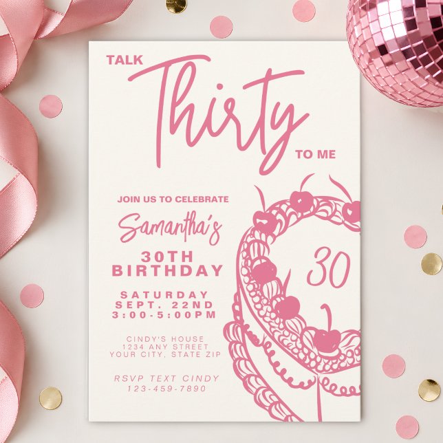 Trendig Rosa Prata Trettio Med Mig 30-årsdag Inbjudningar (Skapare uppladdad)