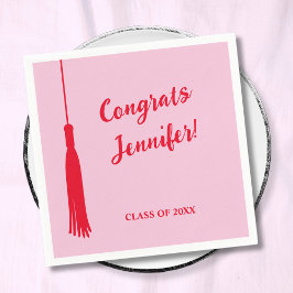 Trendig Rosa & Red 2024 Grad Tassel Studenten Pappersservett