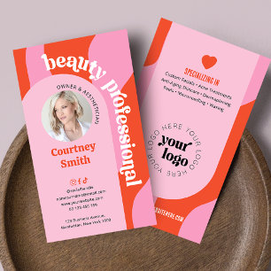 Trendig Rosa & Red Groovy Lash Beauty Salon eller Visitkort