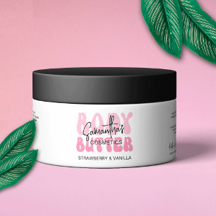 Trendig Rosa Retro Body Butter Burk Wrapper-etiket Vattenflaska Etikett