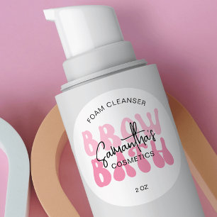 Trendig Rosa Retro Font Eyebrows Skum Cleanser Runt Klistermärke