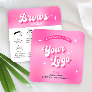 Trendig Rosa Retro Groovy Brows After Care Cards Fyrkantigt Visitkort