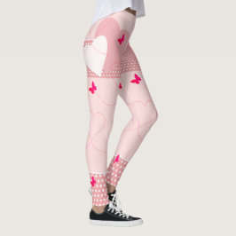 Trendig Rosa Roligt Heart Butterfly Leggings