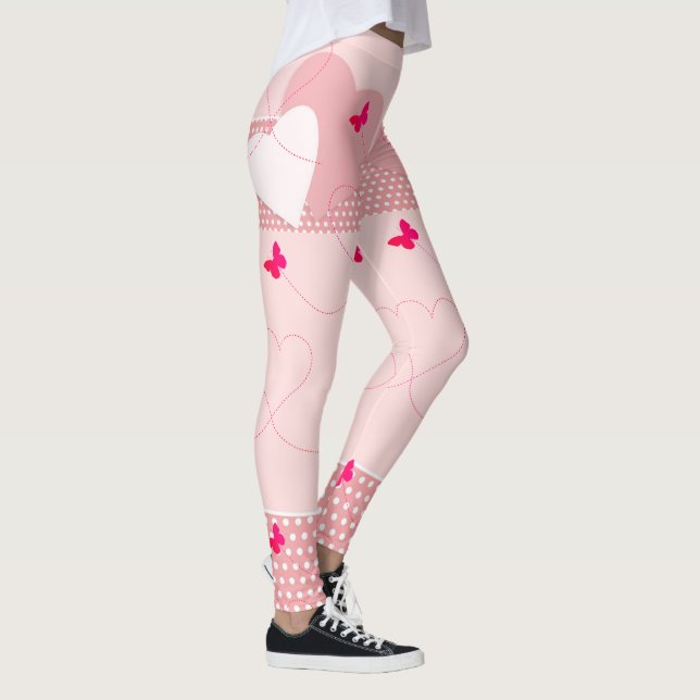 Trendig Rosa Roligt Heart Butterfly Leggings (Höger)