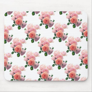 Trendig Rosa ros Blommigt Vattenfärgsbildtextmall Musmatta
