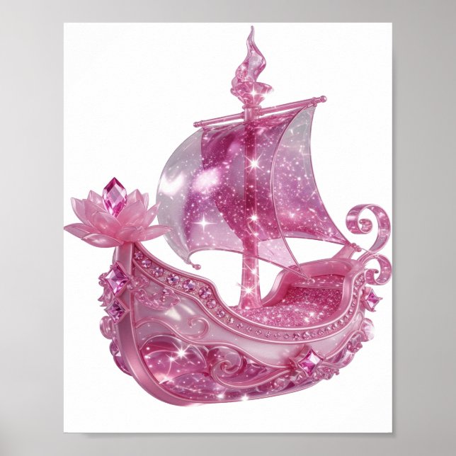 Trendig Rosa ROSA GLITTRANDE FARTYG Poster (Framsidan)