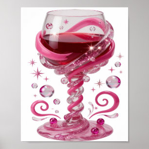 Trendig Rosa ROSA VINGLAS Konstnärligt Motiv Poster