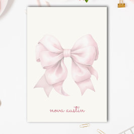 Trendig rosa rosett personlig med namnmonogram post-it block