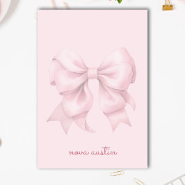 Trendig rosa rosett personlig med namnmonogram post-it block