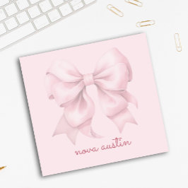 Trendig rosa rosett personlig med namnmonogram post-it block