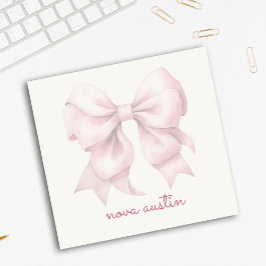 Trendig rosa rosett personlig med namnmonogram post-it block