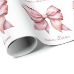 Trendig rosa rosett personlig med namnmonogram presentpapper<br><div class="desc">Slå in dina presenter med stil med vårt personliga inslagspapper med trendig rosa rosett, som har en charmig akvarellrosett-design som perfekt fångar den coquette-estetiken. Detta inslagspapper är mer än bara ett omslag för dina presenter - det är ett statement om elegans och sofistikation, med en preppy rosa rosett som lägger...</div>