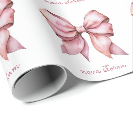 Trendig rosa rosett personlig med namnmonogram presentpapper