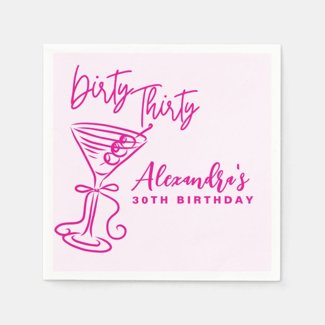 Trendig Rosa Smutsiga Trettio 30-årsdag Pappersservett (Framsidan)