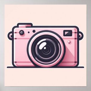 Trendig rosa Snapshot fotograferingskamera fotogra Poster