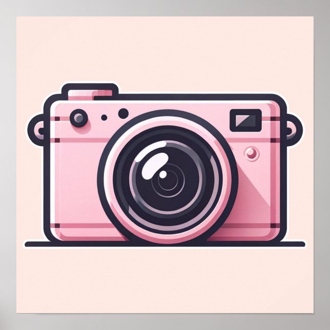 Trendig rosa Snapshot fotograferingskamera fotogra Poster (Framsidan)