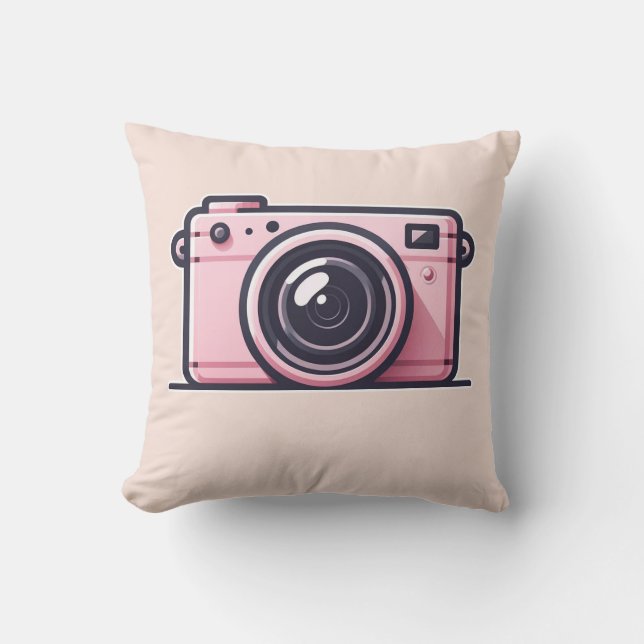 Trendig Rosa Snapshot Skjutkamera Fotografi Kudde (Framsida)