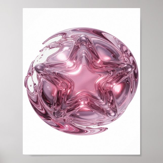 Trendig rosa STAR BALL-dekorativ design Poster (Framsidan)