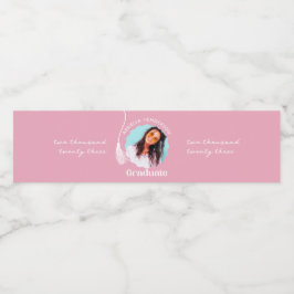 Trendig Rosa Studenten Photo Vattenflaskor Etikett