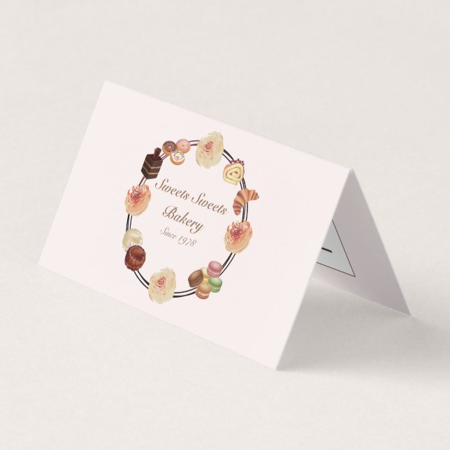 Trendig Rosa Sweets Cakes Bakery Visitkort (Framsida)