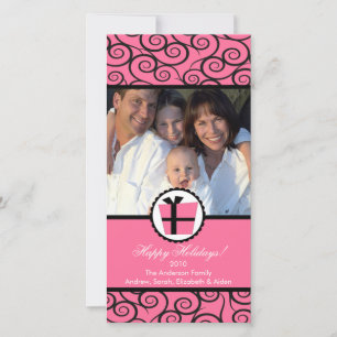 Trendig Rosa Swirls GIFT-julfoto Julkort