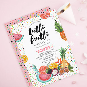 Trendig   ROSA   Tropical Tutti Frutti Baby Shower Inbjudningar