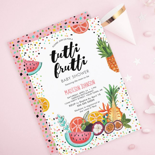 Trendig | ROSA | Tropical Tutti Frutti Baby Shower Inbjudningar (Skapare uppladdad)