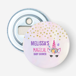 Trendig Rosa Unicorn Confetti & Flowers Baby Showe Flasköppnare