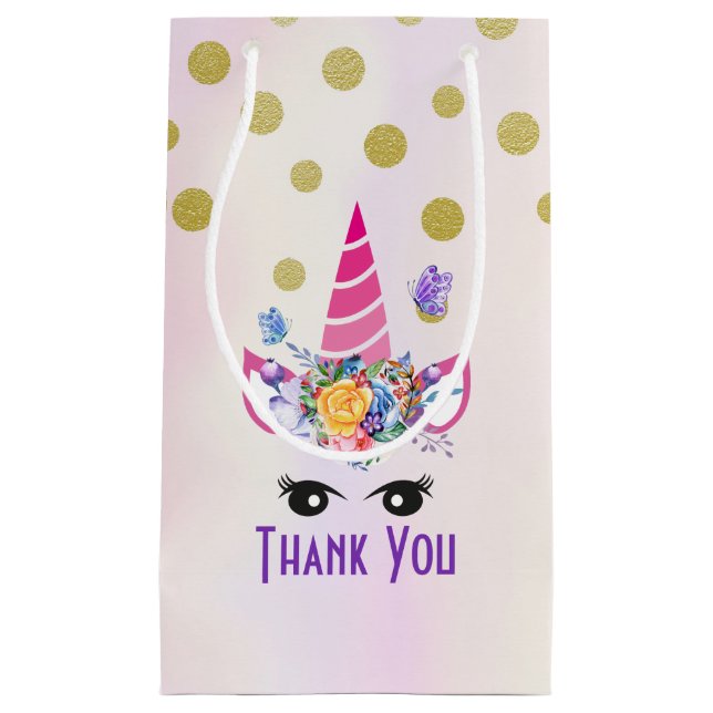 Trendig Rosa Unicorn Confetti & Flowers Tack (Framsidan)