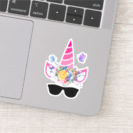 Trendig Rosa Unicorn in Sunglass Klistermärken