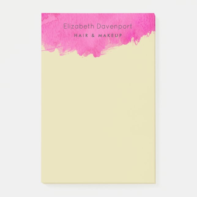 Trendig Rosa Vattenfärgfärgfärgfärgsplator Post-it Block (Framsida)
