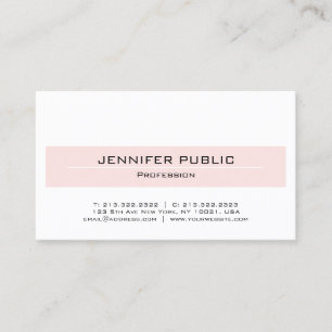 Trendig Rosa vit minimalistisk Elegant, vanlig Visitkort