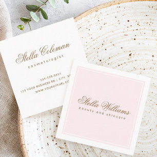 Trendig rosa vit skönhets hudvård minimalism fyrkantigt visitkort