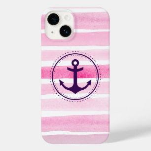 Trendig Rosa Vita vattenfärger Lila Anchor Fodral-