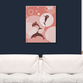 Trendig Rosa Wave Jumping Dolphins Poster