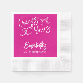Trendig Rosa Whimsical Hand plockade 30års födelse Pappersservett