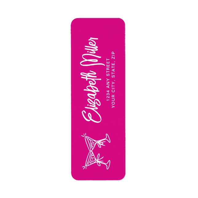 Trendig Rosa Whimsical Hand plockade 30års födelse Returadress Etikett (Framsidan)