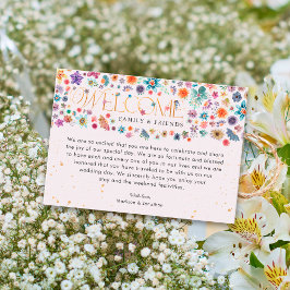 Trendig Rosa Whimsisk Vildblomma Guld Typografi Placeringskort