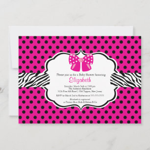 Trendig Rosa Zebra Ram Baby Shower-inbjudan Inbjudningar