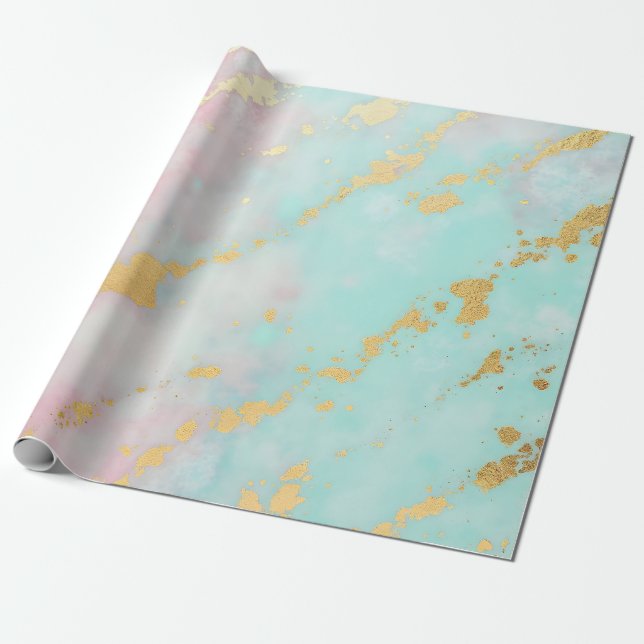 Trendig rosablush mjuk mint guld lyx kollektion presentpapper (Utrullad)