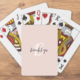 Trendig rosabränd grå skrivstil monogram casinokort
